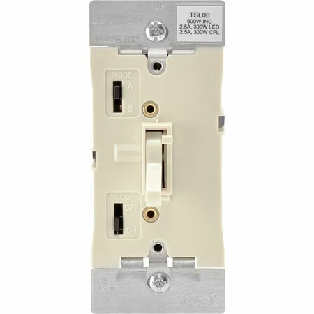 LEVITON Incandescent/Halogen/LED/CFL Light Almond Slide Dimmer Switch R18-TSL06-1KT